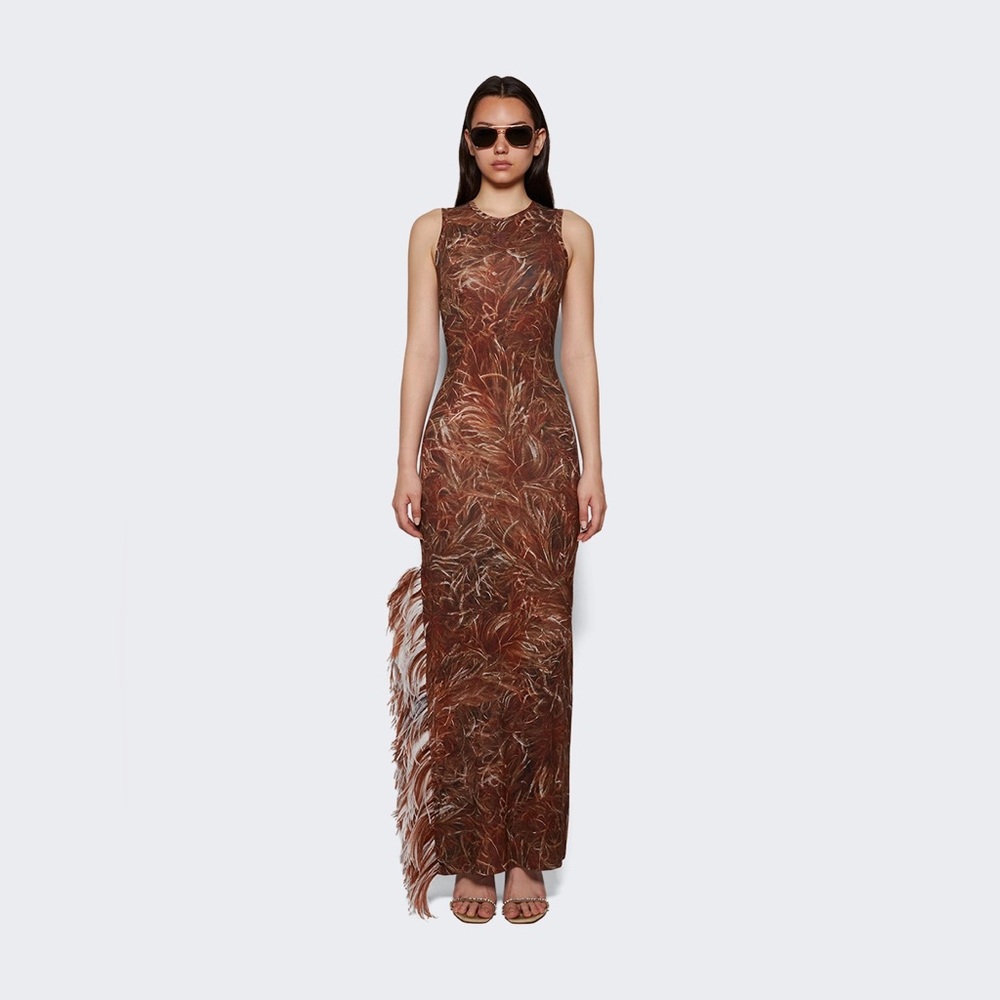Loewe Feather Detail tank maxi dress